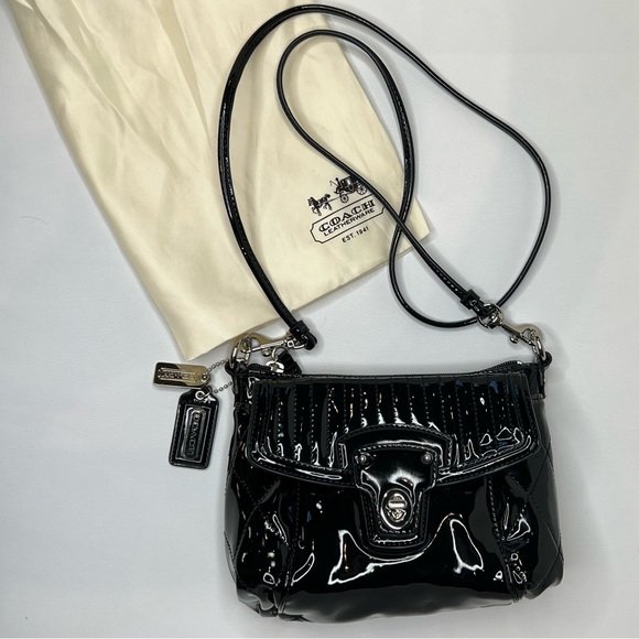 Coach Handbags - Coach Poppy Liquid Gloss Black Patent Leather quilted cross body Shoulder Bag
